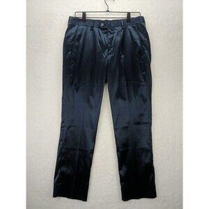 BARABAS Los Angeles Navy Solid Colored Plain Shiny Chino Dress Pants Style #0326